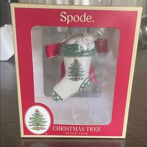 Spode Festive Stocking Ornament with Red and Green
